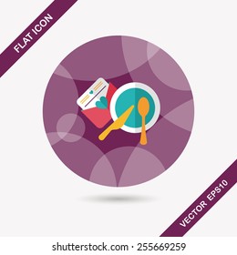 wedding invitation and dishware flat icon with long shadow,eps10