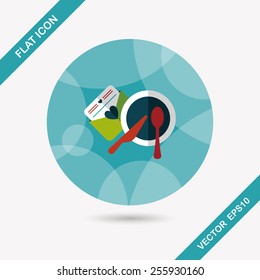 wedding invitation and dishware flat icon with long shadow,eps10