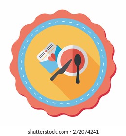 wedding invitation and dishware flat icon with long shadow,eps10