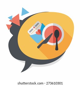 wedding invitation and dishware flat icon with long shadow,eps10