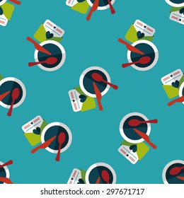 wedding invitation and dishware flat icon,eps10 seamless pattern background