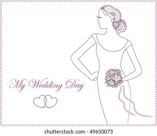 Wedding invitation with elegant bride