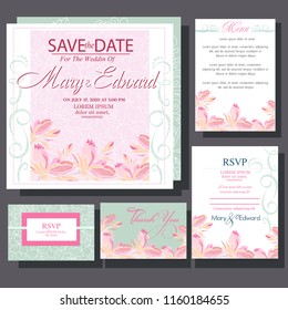 wedding invitation with elegant flower pattern
