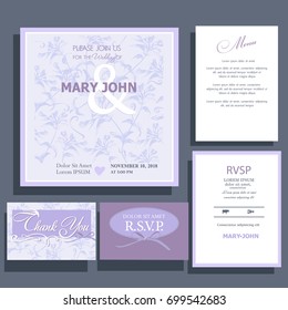Wedding invitation with elegant flowers. Design of the RSVP
