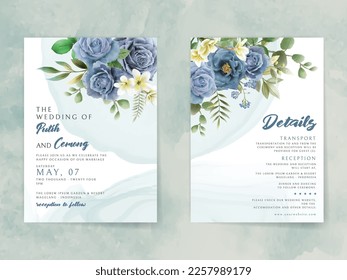 invitación a la boda con elegantes rosas azules reales