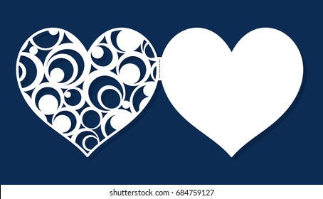 Wedding invitation, engagement, Valentine's day greeting card. The layout of the cards suitable for laser or plotter. Cut out template and fold on the dotted line. Vector illustration.