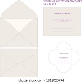 Wedding Invitation Envelope Key Line Diecut   140x140mm Square Card 