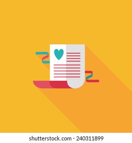 wedding invitation flat icon with long shadow,eps10