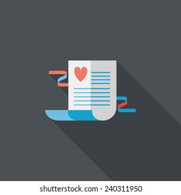 wedding invitation flat icon with long shadow,eps10