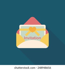 wedding invitation flat icon with long shadow,eps10