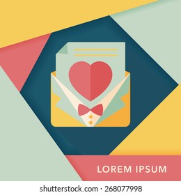 wedding invitation flat icon with long shadow,eps10