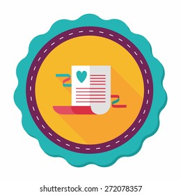 wedding invitation flat icon with long shadow,eps10