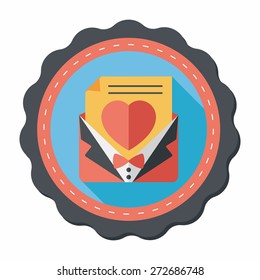 wedding invitation flat icon with long shadow,eps10