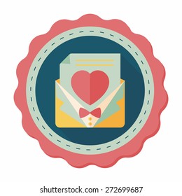 wedding invitation flat icon with long shadow,eps10