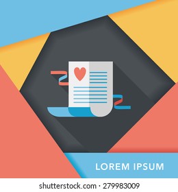 wedding invitation flat icon with long shadow,eps10