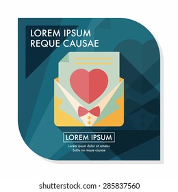 wedding invitation flat icon with long shadow,eps10