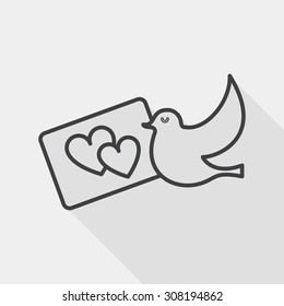 wedding invitation flat icon with long shadow, line icon