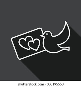 wedding invitation flat icon with long shadow, line icon