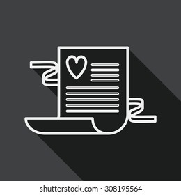 wedding invitation flat icon with long shadow, line icon