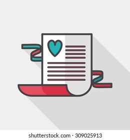 wedding invitation flat icon with long shadow,eps10