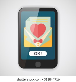 wedding invitation flat icon with long shadow,eps10
