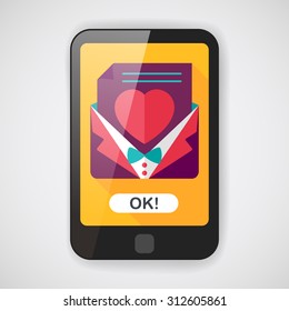 wedding invitation flat icon with long shadow,eps10