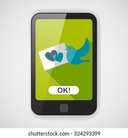 wedding invitation flat icon with long shadow,eps10