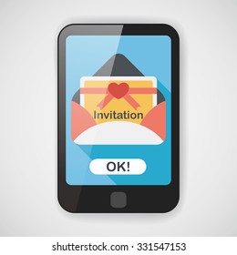 wedding invitation flat icon with long shadow,eps10