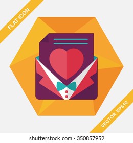 wedding invitation flat icon with long shadow,eps10