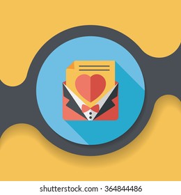wedding invitation flat icon with long shadow,eps10