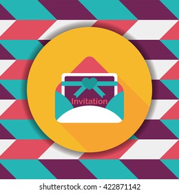 wedding invitation flat icon with long shadow,eps10