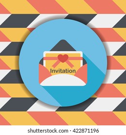 wedding invitation flat icon with long shadow,eps10