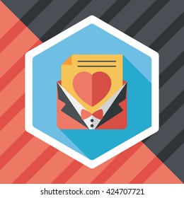 wedding invitation flat icon with long shadow,eps10