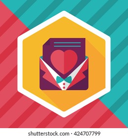 wedding invitation flat icon with long shadow,eps10