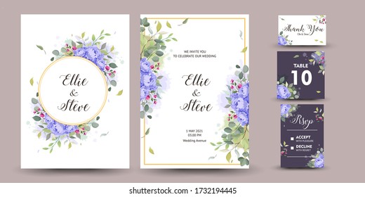 wedding invitation with floral background.