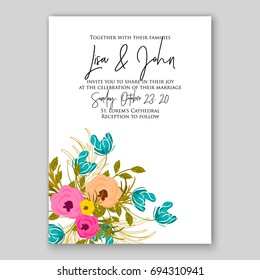 Wedding invitation floral card template