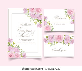 wedding invitation floral with carnations flower 