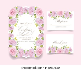 wedding invitation floral with carnations flower 