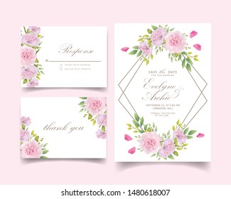 wedding invitation floral with carnations flower 