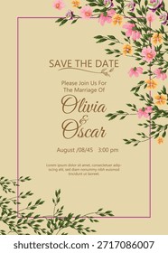 Invitación de boda con Vector de diseño floral