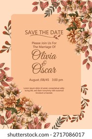 convite de casamento com vetor de design floral