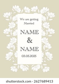 Wedding invitation floral design, white background