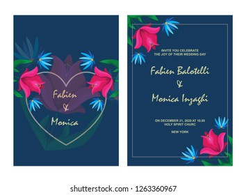 Wedding invitation with a floral frame