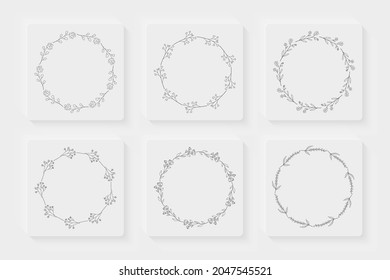 Juego de marcos florales de invitación de matrimonio. Marco dibujado a mano con decoración floral