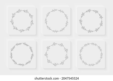 Wedding invitation floral frames set. Hand drawn frame with flower decoration