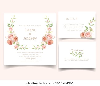 Wedding invitation with floral garden roses