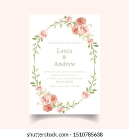 Wedding invitation with floral garden roses