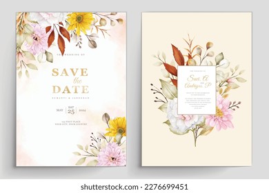 invitación de boda con ilustración floral