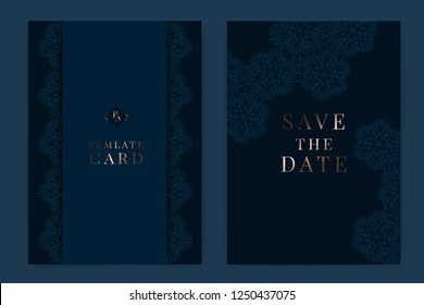 Wedding Invitation, floral invite thank you, rsvp modern card Design in Lace with metallic  decorative Vector elegant rustic template