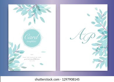 Wedding Invitation, floral invite thank you, rsvp modern card Design in leaf greenery  branches decorative Vector elegant rustic template